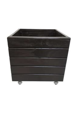 Vaso Madeira Rústico Não é Segredo Preto Rodinha 40x40