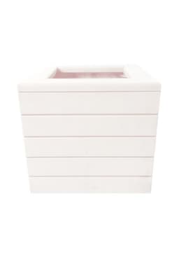 Vaso Madeira Rústico com Borda Não é Segredo Branco 40x38