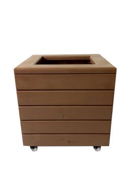 Vaso Madeira Rústico com Borda Não é Segredo Marrom Rodinha 40x42