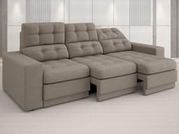 Sofá 3 Lugares Net Jobim Assento Retrátil e Reclinável Bege 2,05m (L)