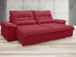 Sofá Bergamo 2,10m Assento Retrátil e Reclinável Velosuede Vermelho - NETSOFAS
