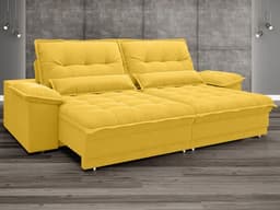 Sofá Bergamo 2,30m Assento Retrátil e Reclinável Velosuede Canário - NETSOFAS