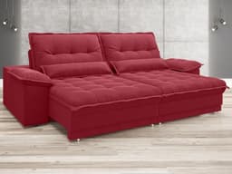 Sofá Bergamo 2,30m Assento Retrátil e Reclinável Velosuede Vermelho - NETSOFAS