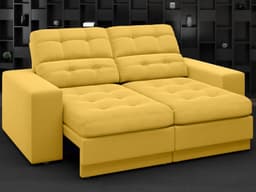 Sofá Jobim 1,70m Assento Retrátil e Reclinável Velosuede Canário - NETSOFAS