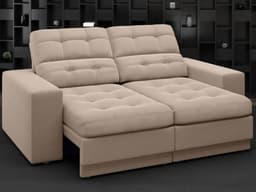 Sofá Jobim 1,70m Assento Retrátil e Reclinável Velosuede Capuccino - NETSOFAS