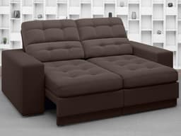 Sofá Jobim 1,70m Assento Retrátil e Reclinável Velosuede Chocolate - NETSOFAS