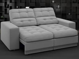 Sofá Jobim 1,70m Assento Retrátil e Reclinável Velosuede Grafite - NETSOFAS