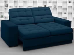 Sofá Jobim 1,70m Assento Retrátil e Reclinável Velosuede Petróleo - NETSOFAS