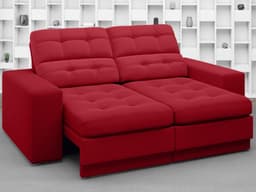 Sofá Jobim 1,70m Assento Retrátil e Reclinável Velosuede Vermelho - NETSOFAS