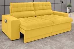 Sofá Omega 2,00m Assento Retrátil e Reclinável Velosuede Canário - NETSOFAS