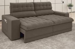 Sofá Omega 2,00m Assento Retrátil e Reclinável Velosuede Marrom - NETSOFAS