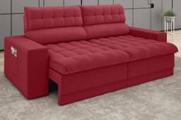 Sofá Omega 2,00m Assento Retrátil e Reclinável Velosuede Vermelho - NETSOFAS