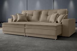 Sofá Palermo 2,00m Retrátil e Reclinável Velosuede Capuccino - NETSOFAS