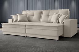 Sofá Palermo 2,40m Retrátil e Reclinável Velosuede Areia - NETSOFAS