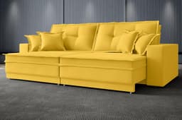 Sofá Palermo 2,40m Retrátil e Reclinável Velosuede Canario - NETSOFAS