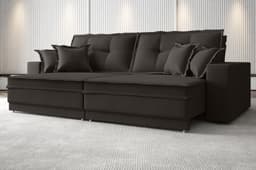 Sofá Palermo 2,40m Retrátil e Reclinável Velosuede Chocolate - NETSOFAS
