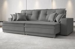Sofá Palermo 2,40m Retrátil e Reclinável Velosuede Grafite - NETSOFAS