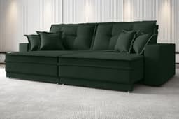 Sofá Palermo 2,40m Retrátil e Reclinável Velosuede Verde - NETSOFAS