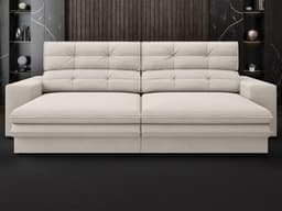 Sofá Pegasus 2,50m Assento Retrátil e Reclinável Velosuede Areia - NETSOFAS