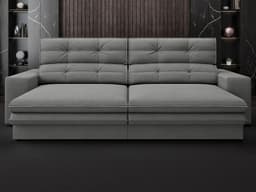 Sofá Pegasus 2,50m Assento Retrátil e Reclinável Velosuede Grafite - NETSOFAS