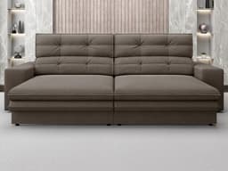 Sofá Pegasus 2,50m Assento Retrátil e Reclinável Velosuede Marrom - NETSOFAS