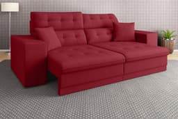 Sofá Pegasus 2,50m Assento Retrátil e Reclinável Velosuede Vermelho - NETSOFAS
