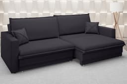 Sofá Tango 1,80m sem caixa, Retrátil e Reclinável Velosuede Preto - NETSOFAS