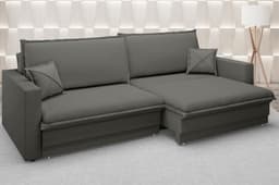 Sofá Tango 2,40m sem caixa, Retrátil e Reclinável Velosuede Cinza - NETSOFAS