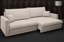 Sofá Tango 2,60m sem caixa, Retrátil e Reclinável Velosuede Bege - NETSOFAS