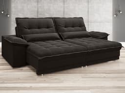 Sofa Bergamo 2,50m Assento Retratil e Reclinavel Velosuede Chocolate - NETSOFAS