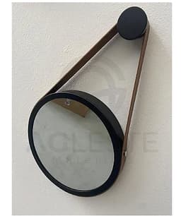 Espelho Adnet 30Cm Preto Com Caramelo - Nacional Iluminação
