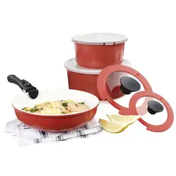 Conjunto Panelas Multiuso com Revestimento Cerâmico - Midas Plus - Neoflam - Cor Salmão - 3 Peças