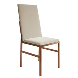 Cadeira Mônaco Premium Veludo Bege e Cobre