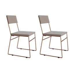 Conjunto com 2 Cadeiras Málaga Veludo Bege e Cobre
