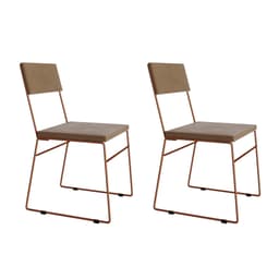 Conjunto com 2 Cadeiras Málaga Veludo Marrom e Cobre