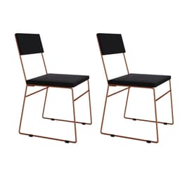 Conjunto com 2 Cadeiras Málaga Veludo Preto e Cobre