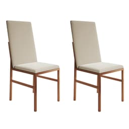 Conjunto com 2 Cadeiras Mônaco Premium Veludo Bege e Cobre