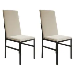 Conjunto com 2 Cadeiras Mônaco Premium Veludo Bege e Preto