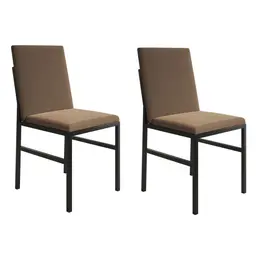 Conjunto com 2 Cadeiras Mônaco Veludo Marrom e Preto