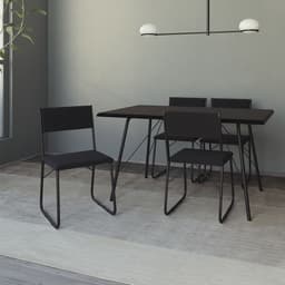 Conjunto de Mesa de Jantar com 4 Cadeiras Angra Suede Preto 137 cm