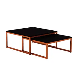 Mesa de Centro Quadrada Catarina Wood Cobre e Preta