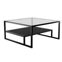 Mesa de Centro com Tampo de Vidro Toledo Preta