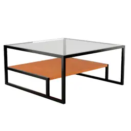 Mesa de Centro com Tampo de Vidro Toledo Preta e Canela