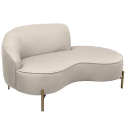 Sofá Curvo 02 Lugares 150cm Braço Direito Thommy Pés Ouro Fosco Linho Off White - Nexta Casa