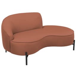 Sofá Curvo 02 Lugares 150cm Braço Direito Thommy Pés Preto Fosco Linho Coral - Nexta Casa