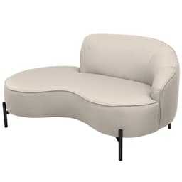 Sofá Curvo 02 Lugares 150cm Braço Esquerdo Thommy Pés Preto Fosco Linho Off White - Nexta Casa