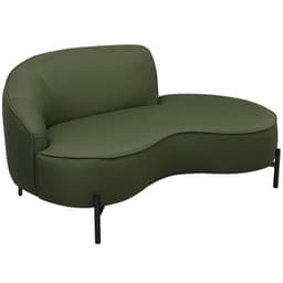 Sofá Curvo 03 Lugares 180cm Braço Direito Thommy Pés Preto Fosco Linho Verde - Nexta Casa