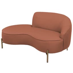 Sofá Curvo 03 Lugares 180cm Braço Esquerdo Thommy Pés Ouro Fosco Linho Coral - Nexta Casa