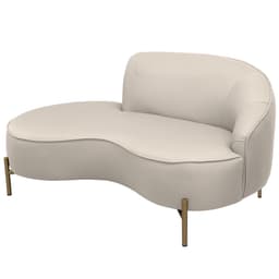 Sofá Curvo 03 Lugares 180cm Braço Esquerdo Thommy Pés Ouro Fosco Linho Off White - Nexta Casa