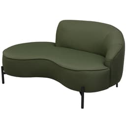 Sofá Curvo 03 Lugares 180cm Braço Esquerdo Thommy Pés Preto Fosco Linho Verde - Nexta Casa